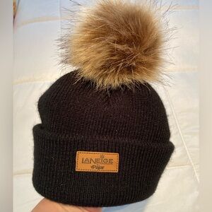 Pajar Women's Black Mia Beanie with Faux Fur Pom